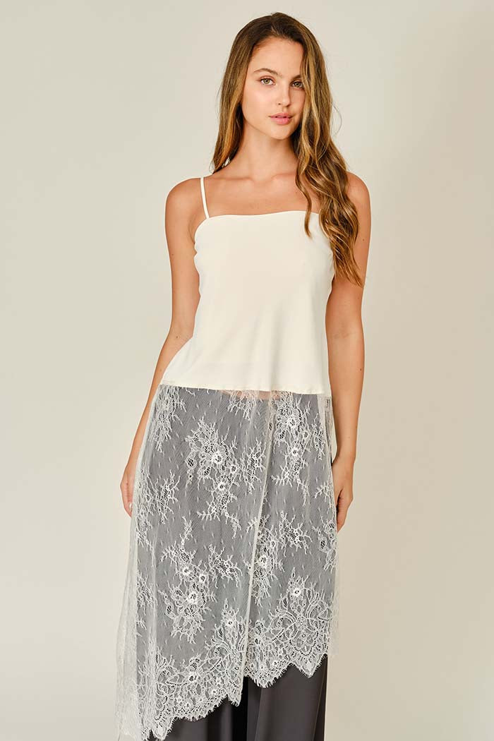 Lace Layered Asymmetric Skirt Top