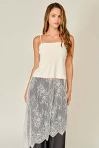 Lace Layered Asymmetric Skirt Top