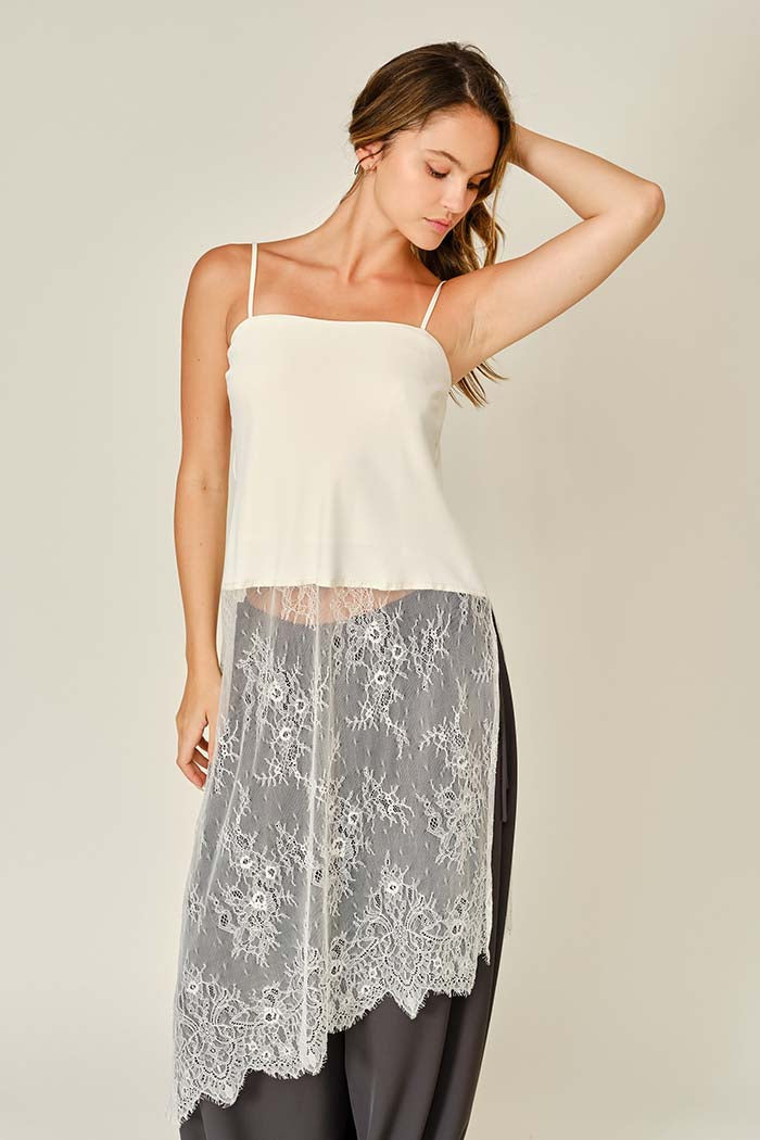 Lace Layered Asymmetric Skirt Top