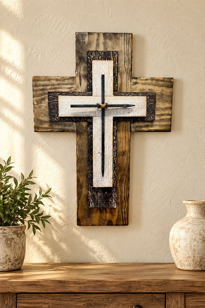 Layered Farmhouse Cross Decor