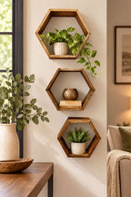 Rustic Hexagon Shelves