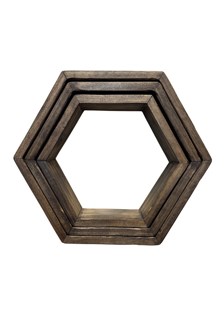 Rustic Hexagon Shelves