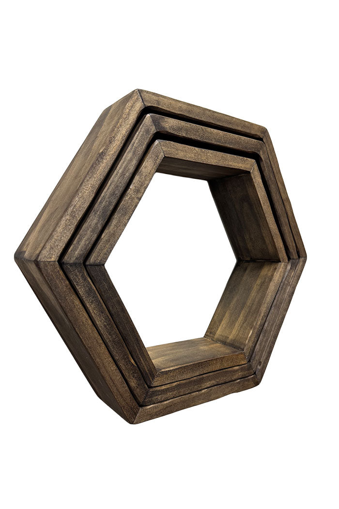 Rustic Hexagon Shelves