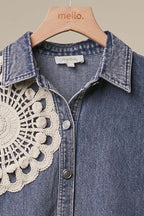Crochet Applique Denim Jacket