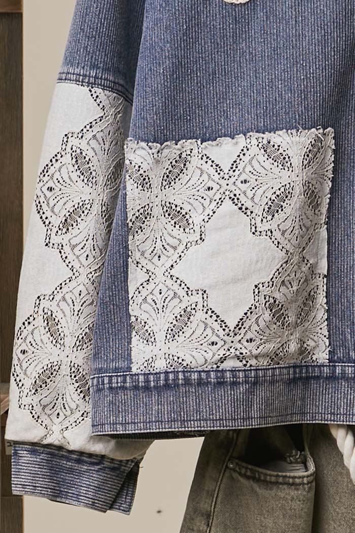 Crochet Applique Denim Jacket