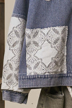 Crochet Applique Denim Jacket
