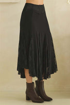 Mesh Lace Midi Skirt