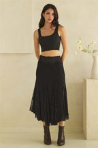 Mesh Lace Midi Skirt