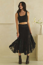 Mesh Lace Midi Skirt