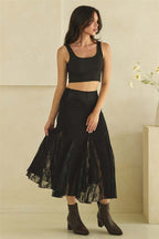 Mesh Lace Midi Skirt