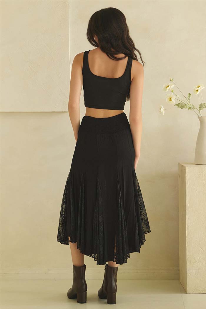 Mesh Lace Midi Skirt