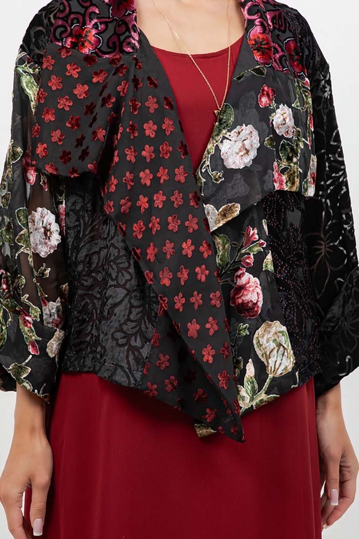Haiku Floral Velvet Draped Jacket