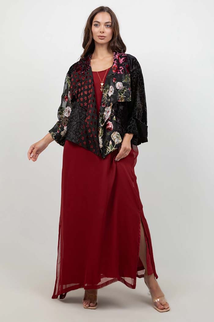 Haiku Floral Velvet Draped Jacket
