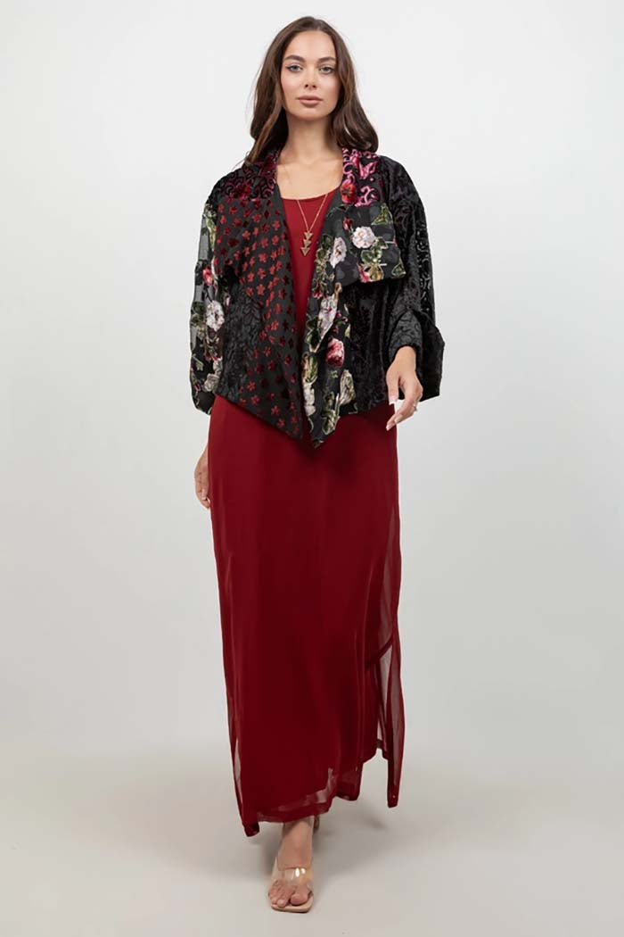Haiku Floral Velvet Draped Jacket