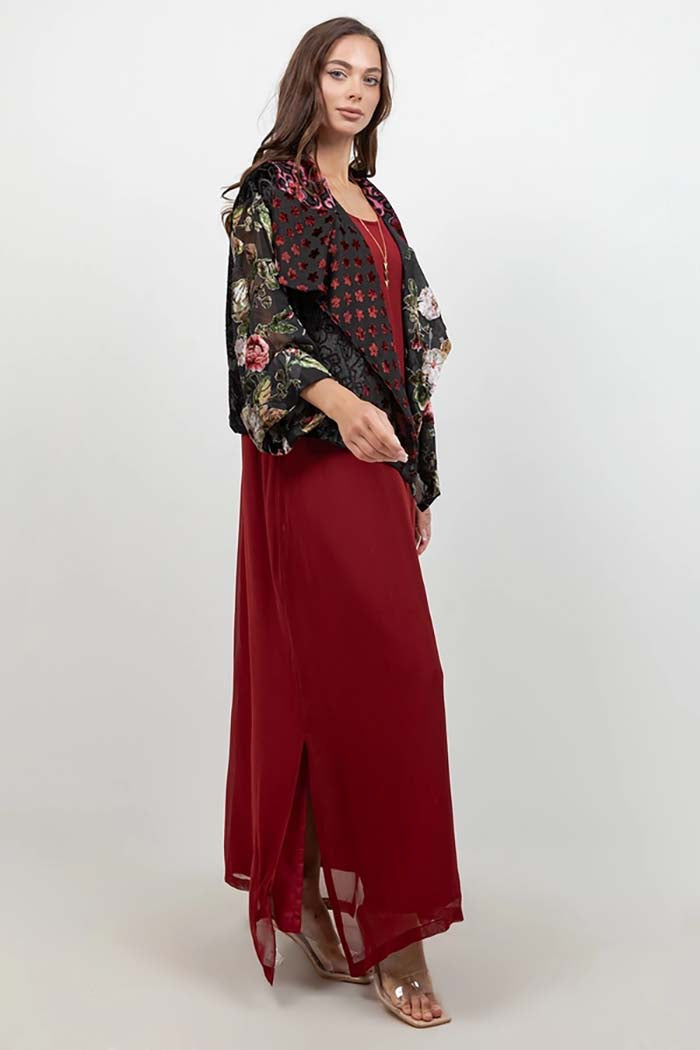 Haiku Floral Velvet Draped Jacket