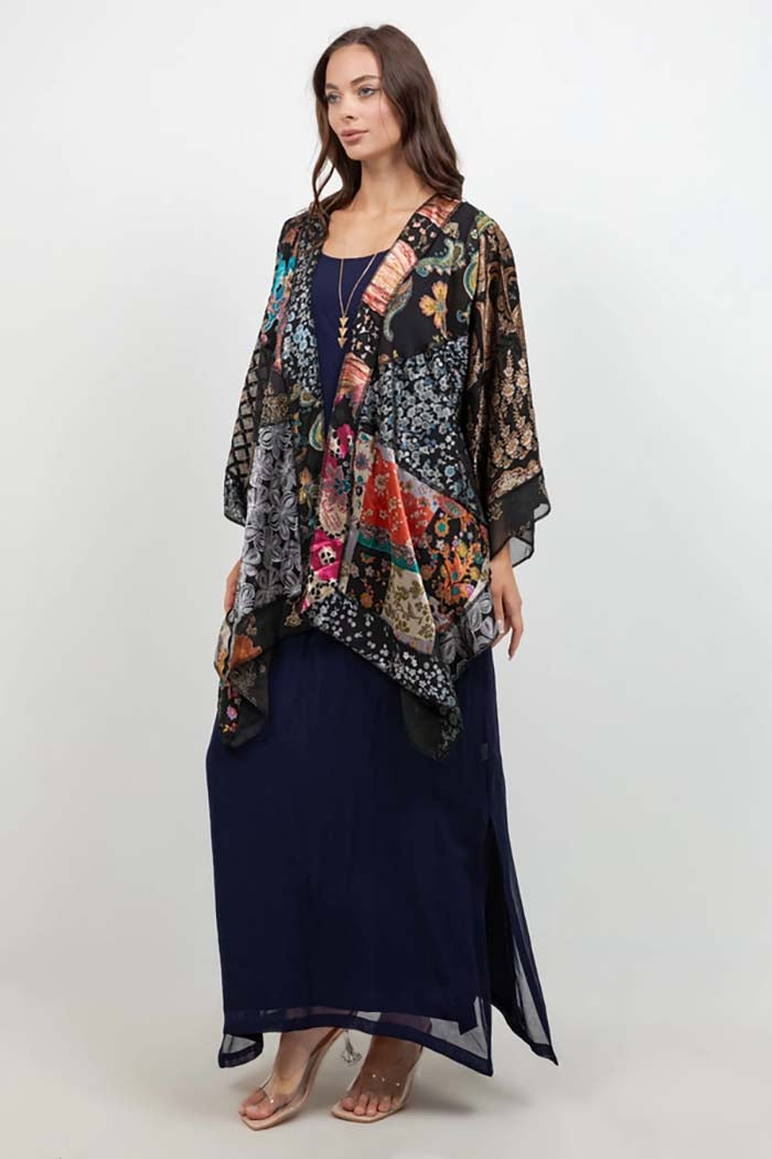 Butterfly Mixed-Print Art Silk Jacket