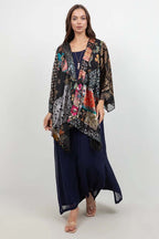 Butterfly Mixed-Print Art Silk Jacket