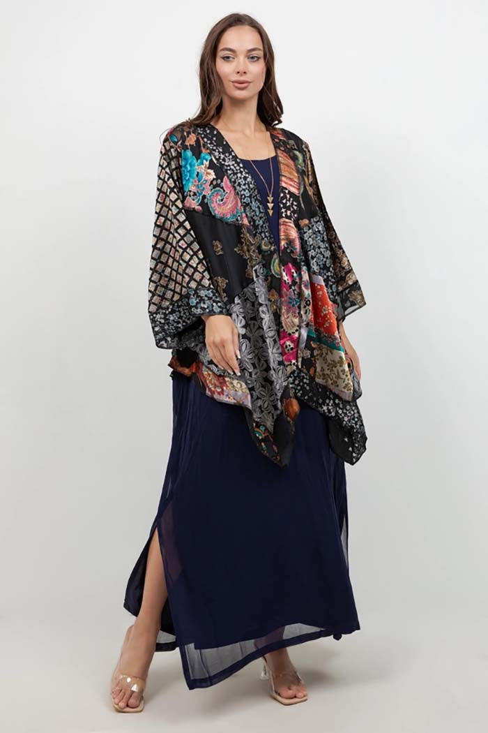 Butterfly Mixed-Print Art Silk Jacket