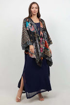 Butterfly Mixed-Print Art Silk Jacket