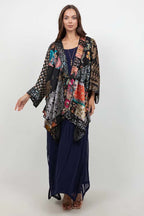 Butterfly Mixed-Print Art Silk Jacket