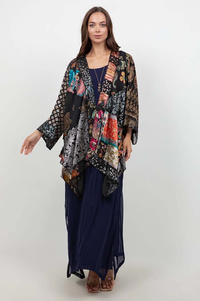 Butterfly Mixed-Print Art Silk Jacket