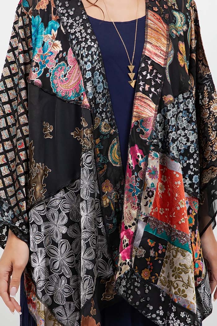 Butterfly Mixed-Print Art Silk Jacket