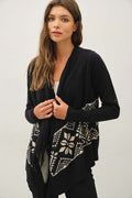 Aztec Jacquard Fringe Poncho Cardigan