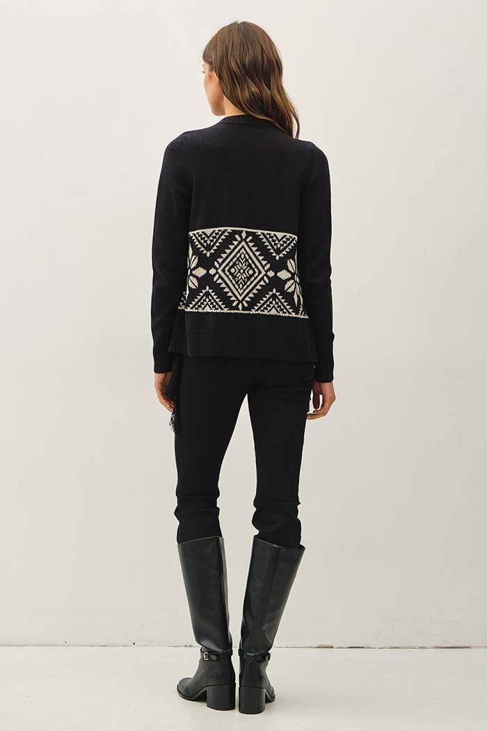 Aztec Jacquard Fringe Poncho Cardigan