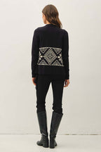 Aztec Jacquard Fringe Poncho Cardigan