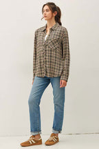 Oversized Plaid Button-Down Shirt