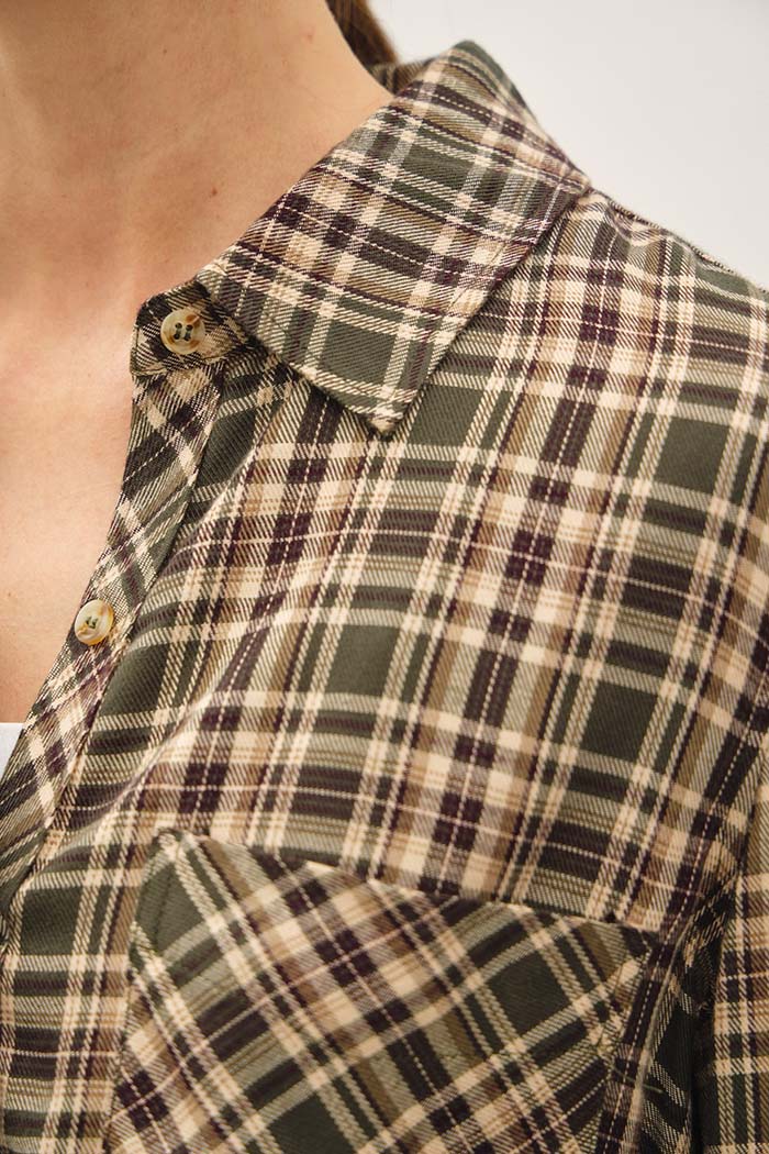 Oversized Plaid Button-Down Shirt