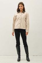 Barn Jacket with Faux Leather Collar