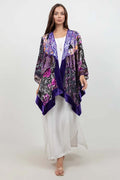 Butterfly Purple Floral Art Silk Jacket