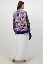 Butterfly Purple Floral Art Silk Jacket