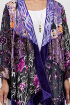 Butterfly Purple Floral Art Silk Jacket