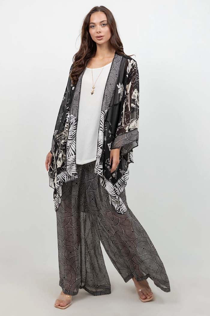 Black & White Printed Art Silk Jacket