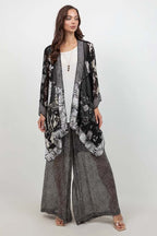 Black & White Printed Art Silk Jacket