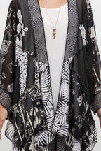 Black & White Printed Art Silk Jacket
