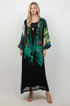 Emerald Floral Art Silk Jacket