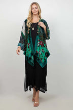 Emerald Floral Art Silk Jacket