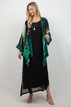 Emerald Floral Art Silk Jacket