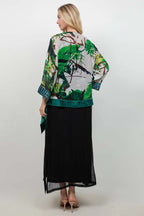 Emerald Floral Art Silk Jacket