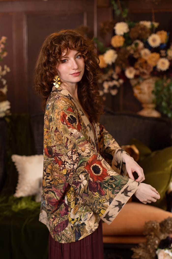 Pixie Cropped Floral Kimono