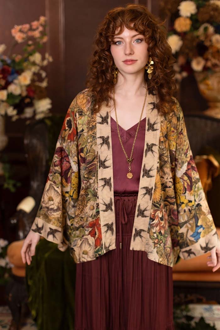 Pixie Cropped Floral Kimono