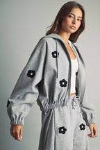 Floral Bouclé Hooded Jacket