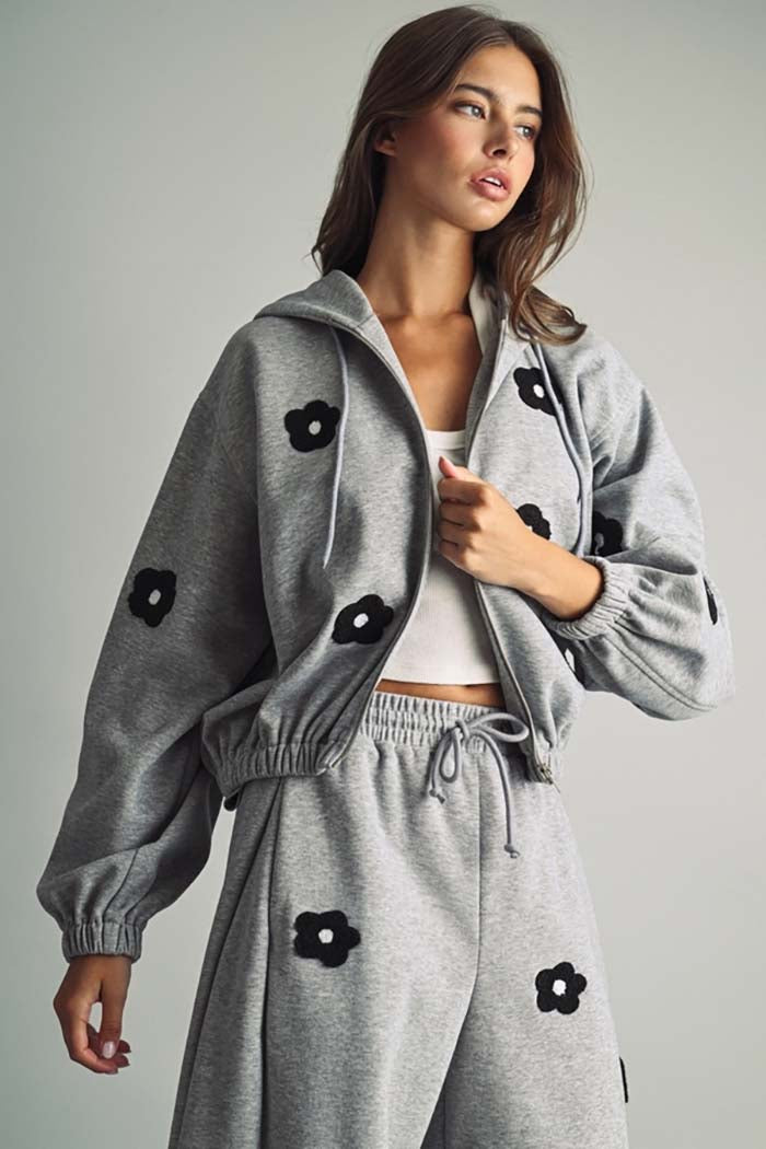Floral Bouclé Hooded Jacket