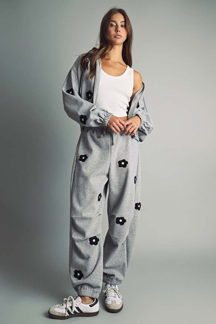 Flower Patched Balloon Sweatpants