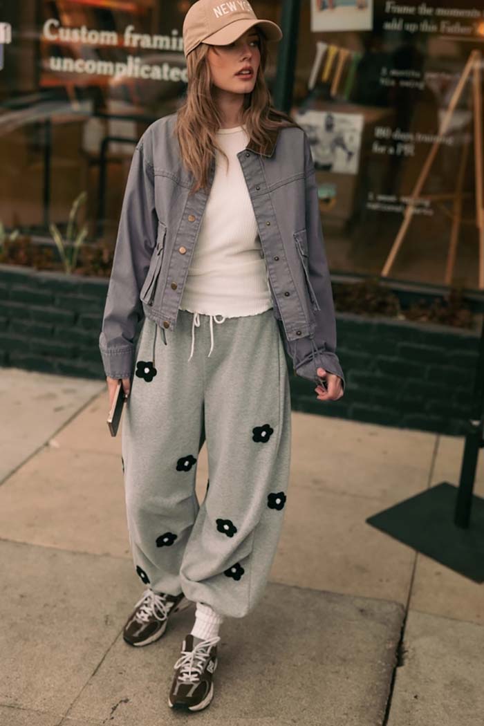 Flower Patched Balloon Sweatpants