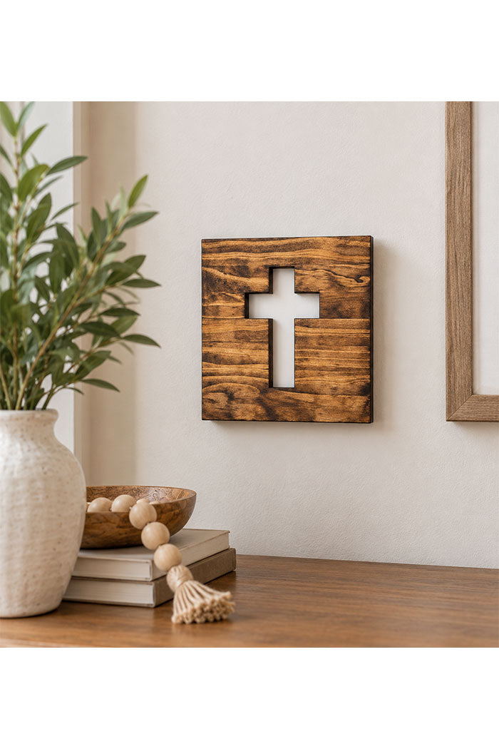Wooden Cross Cutout Wall Art