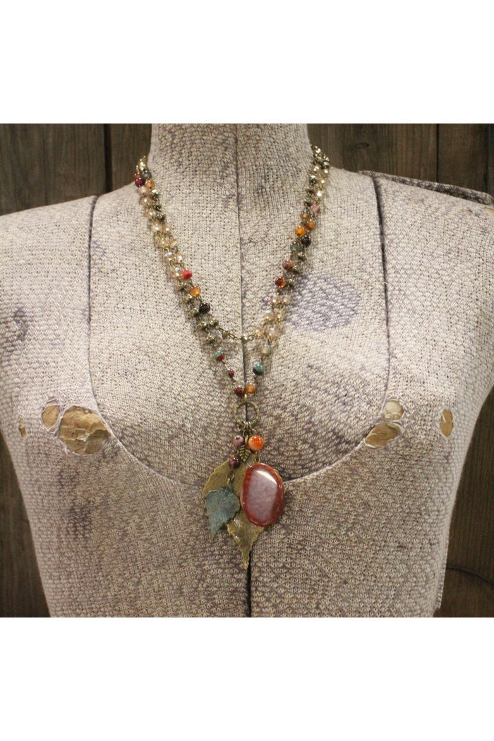 Primitive Peddler Beaded Pendant Necklace